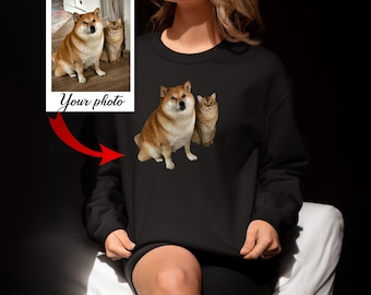 Custom Pet Sweatshirt, Pet Photo, Custom Dog Sweatshirt, Personalized Dog Sweatshirt, Custom Cat Sweatshirt, Gift For Her, Gift for him