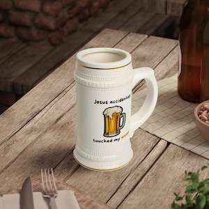 Beer Stein Mug, Funny Beer Stein Cup, Beer Lover Gift, Novelty Beer Mug, Barware, Gift for Him, Gag Gift Stein, Beer Stein Collectible