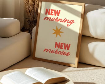 Arte de parede cristã New Mercies: pôster bíblico retrô (download digital)