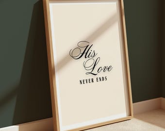 Seu amor nunca acaba Download digital Trendy Christian Wall Art Poster moderno
