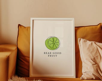 Impressão "Urso de Bons Frutos": Arte de Parede Cristã Moderna (Download Digital)