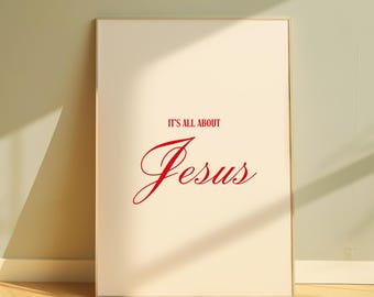 É tudo sobre Jesus Download digital Moderno Cristão Clássico Arte de parede Minimalista Retro Pôster