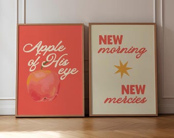 Pôsteres com versículos bíblicos cristãos para decoração de parede: estilo vintage (download digital)