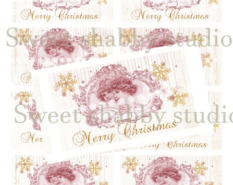 Vintage Angel- Christmas tags-download and print-pretty pink tags-