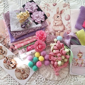 Easter kit- Embellishment kit-laces-roses-scrap booking-junk journal tags-ATS- -Free shipping in Australia