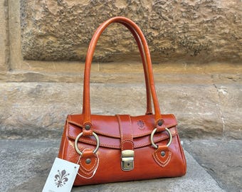 Leather Shoulder Bag: Handmade Italian Vintage Handbag made in Italy