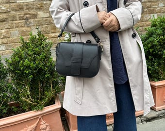 Bolso de piel italiano, bolso bandolera y bandolera hecho a mano en Italia para mujer