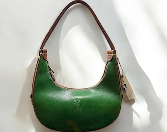 Handmade Italian Leather Satchel: Vintage Style Shoulder Bag