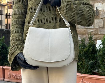 Bolso de piel italiano, bolso bandolera y bandolera hecho a mano en Italia para mujer