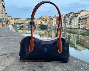 Handmade Italian Leather Shoulder Bag: Classic Florence Purse