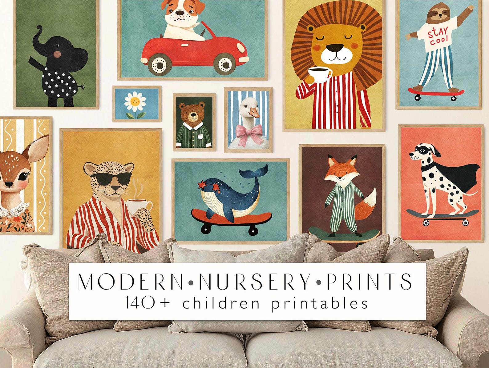 Nursery Prints Bundle - Kids Room Minimalistic Wall Art - Children Room ...