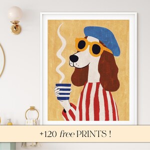 Barnrumstavla - Modern väggkonst för barnrum - Söt hund, solglasögon, lekrum, djur, poster, klassrumskonst + 120 gratis utskrifter