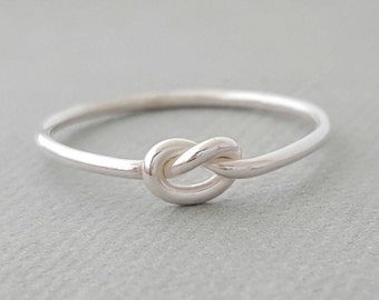 Knot Ring thin sterling silver stacking ring bridesmaid gift valentines day love knot thumb ring