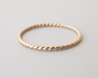 Gold Twist Ring dainty 16 gauge gold filled stacking ring thumb ring thin ring for women