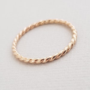 Gold Ring thin band 14k Gold Filled twist ring Boho thumb Ring thin stackable rings minimalist gift for women image 1