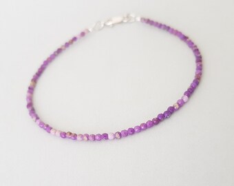 Dainty Phosphosiderite Bracelet, Dainty Purple Jewellery for women, stackable crystal bead bracelet, Gifts for daughter