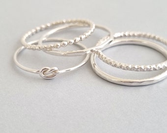 Silver Ring Set of 5 jewelry gift for women size 9 handmade stackable rings thumb ring 925 sterling silver boho rings Australia sellers