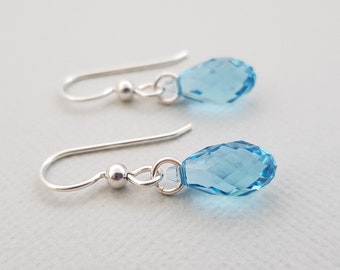 Aquamarine Crystal Earrings march birthstone Anniversary gifts blue swarovski crystal jewelry for women 925 sterling silver