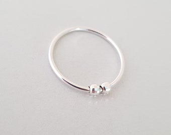 Sterling Silver Bead Ring fidget ring dainty stacking ring anti anxiety thin Thumb band minimalist jewellery for women