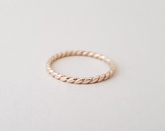 Gold Twist Ring for women dainty 14 gauge gold filled stacking ring thumb ring pinky ring gifts for her