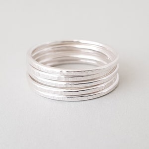 Thin Silver Ring textured band minimalist ring sterling silver thumb ring handmade jewellery stackable rings for women dainty boho jewelry image 2