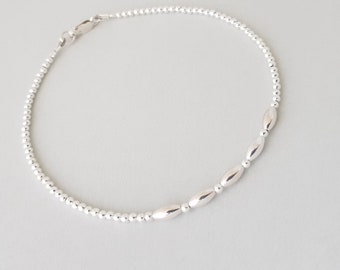 Silver Bracelet stackable bead bracelet dainty jewellery 925 sterling silver gift for daughter