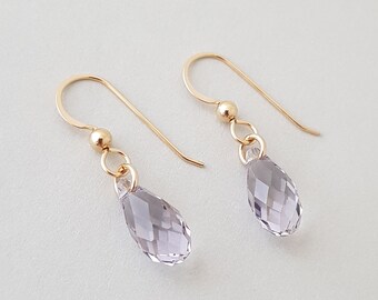 Smoky Mauve Crystal Earrings gold filled earrings gifts for mum gold earrings for women Mother's day jewelry