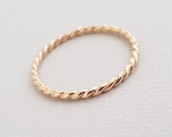 Gold Ring thin band 14k Gold Filled twist ring Boho thumb Ring thin stackable rings minimalist gift for women