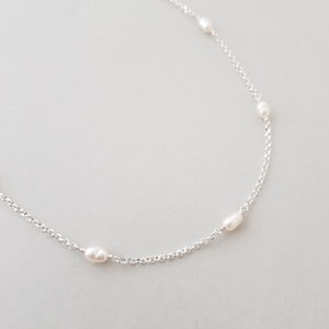 Dainty Pearl Anklet silver body jewellery for her ankle bracelet handmade gift freshwater pearl chain image 2