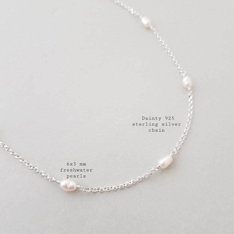 Dainty Pearl Anklet silver body jewellery for her ankle bracelet handmade gift freshwater pearl chain image 3