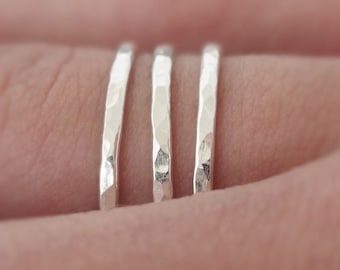 3 Sterling Silver Rings 16 gauge set of 3 minimalist stacking rings choose your size