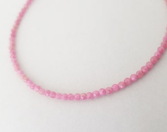 Dainty Rhodonite Bracelet, tiny pink gemstone beaded bracelet, Heart Chakra Stone, Boho Crystal Jewelry gifts for women