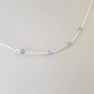 Aquamarine Necklace march birthday natural blue gemstones dainty sterling silver chain minimalist boho choker for daughter, best friend image 7