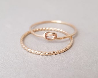Gold Ring Set Love Knot Ring mother's day gift 14k Gold Filled Jewellery for women Best Friend gift
