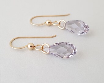 Smoky Mauve Crystal Earrings gold filled earrings gifts for mum gold earrings for women Mother's day jewelry