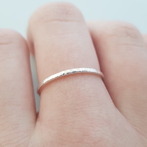 Thin Silver Ring textured band minimalist ring sterling silver thumb ring handmade jewellery stackable rings for women dainty boho jewelry image 4