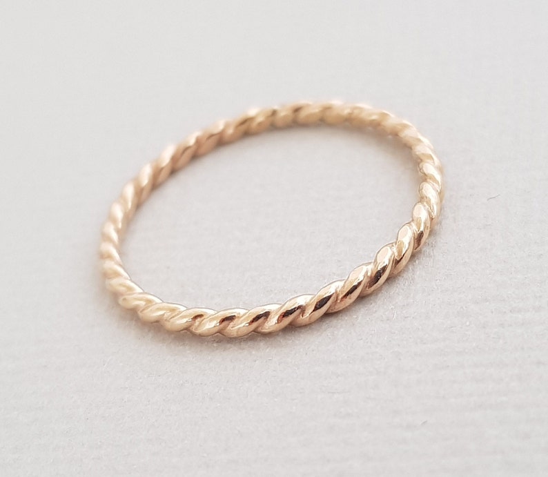 Gold Ring thin band 14k Gold Filled twist ring Boho thumb Ring thin stackable rings minimalist gift for women image 1