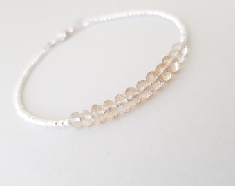 Citrine Bracelet November Anniversary Gifts for girlfriend lemon quartz and light Citrine gemstones silver beaded bracelet