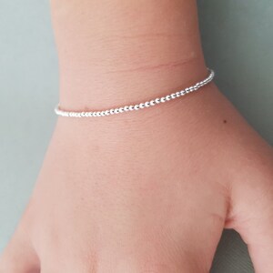 Silver Beaded Bracelet stackable friendship beads bracelets minimalist Valentine's Day gift for her bestie image 3