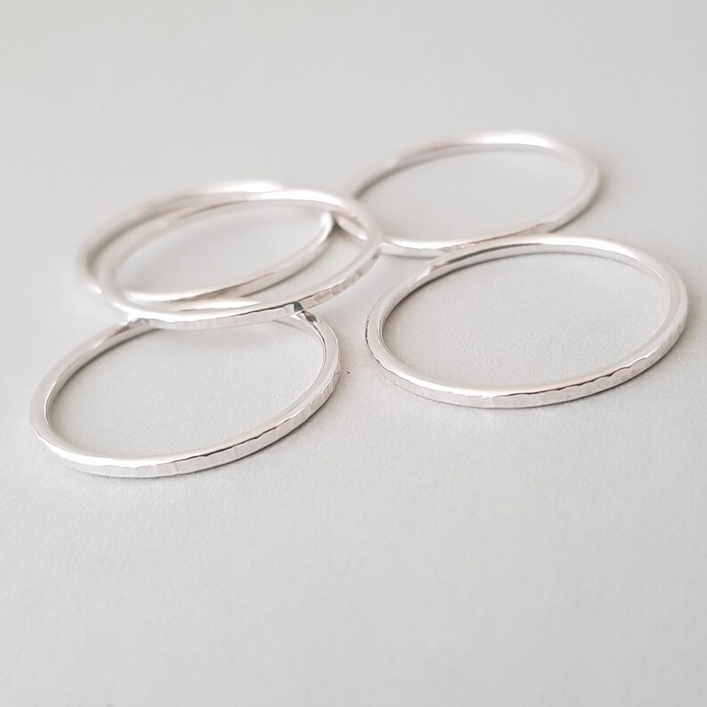 Thin Silver Ring textured band minimalist ring sterling silver thumb ring handmade jewellery stackable rings for women dainty boho jewelry image 8