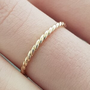 Gold Ring thin band 14k Gold Filled twist ring Boho thumb Ring thin stackable rings minimalist gift for women image 3
