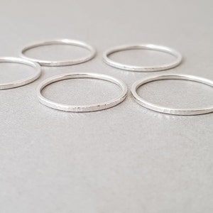 Thin Silver Ring textured band minimalist ring sterling silver thumb ring handmade jewellery stackable rings for women dainty boho jewelry image 5