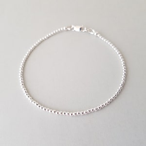 Silver Beaded Bracelet stackable friendship beads bracelets minimalist Valentine's Day gift for her bestie image 1