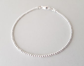 Silver Beaded Bracelet stackable friendship beads bracelets minimalist Valentine's Day gift for her bestie