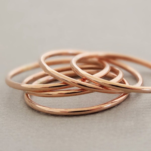 Thin Rose Gold Rings smooth band dainty stacking rings tiny midi ring above the knuckle rings thumb rings rose gold jewelry