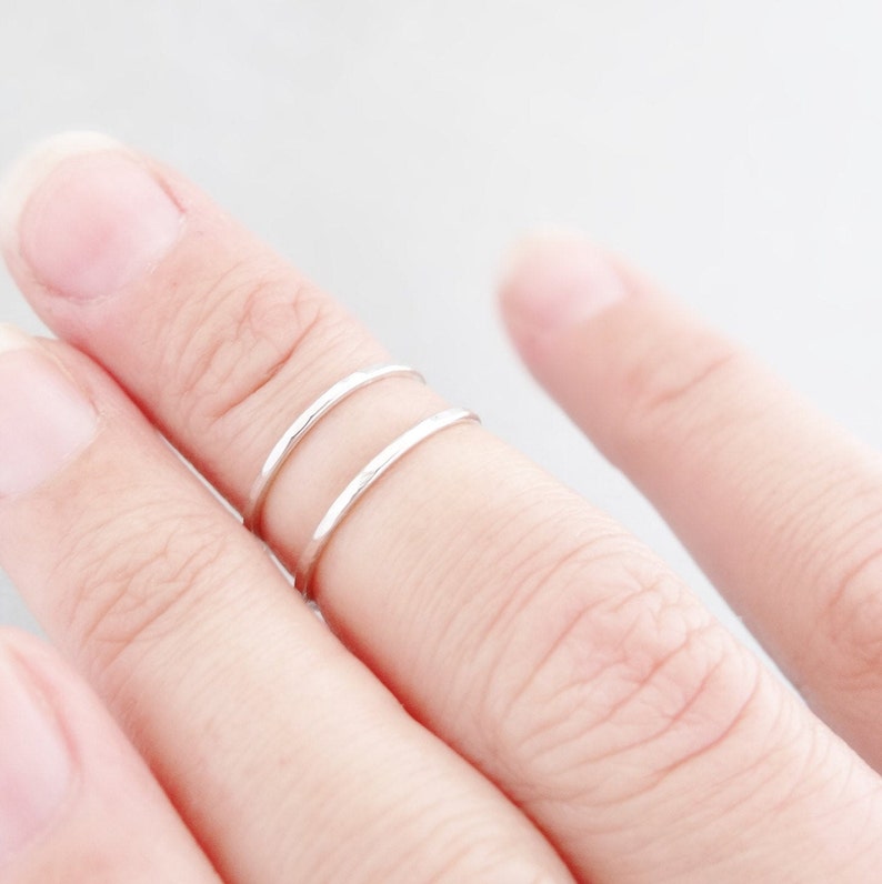 Midi Ring set sterling silver minimalist stacking rings tiny ring thin hammered silver ring toe ring pinky finger ring above the knuckle