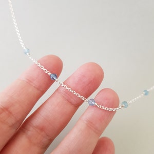 Aquamarine Necklace march birthday natural blue gemstones dainty sterling silver chain minimalist boho choker for daughter, best friend image 6