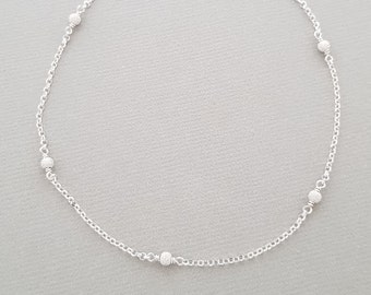 Silver Anklet dainty bead ankle bracelet chain sterling silver stardust bracelet minimalist gifts for women