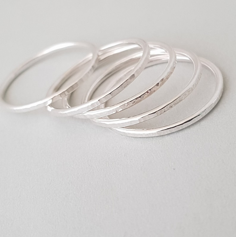 Thin Silver Ring textured band minimalist ring sterling silver thumb ring handmade jewellery stackable rings for women dainty boho jewelry image 9