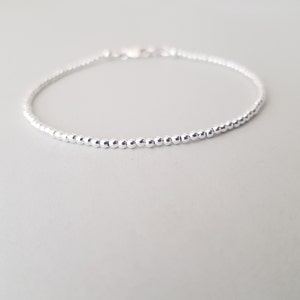 Silver Beaded Bracelet stackable friendship beads bracelets minimalist Valentine's Day gift for her bestie image 5